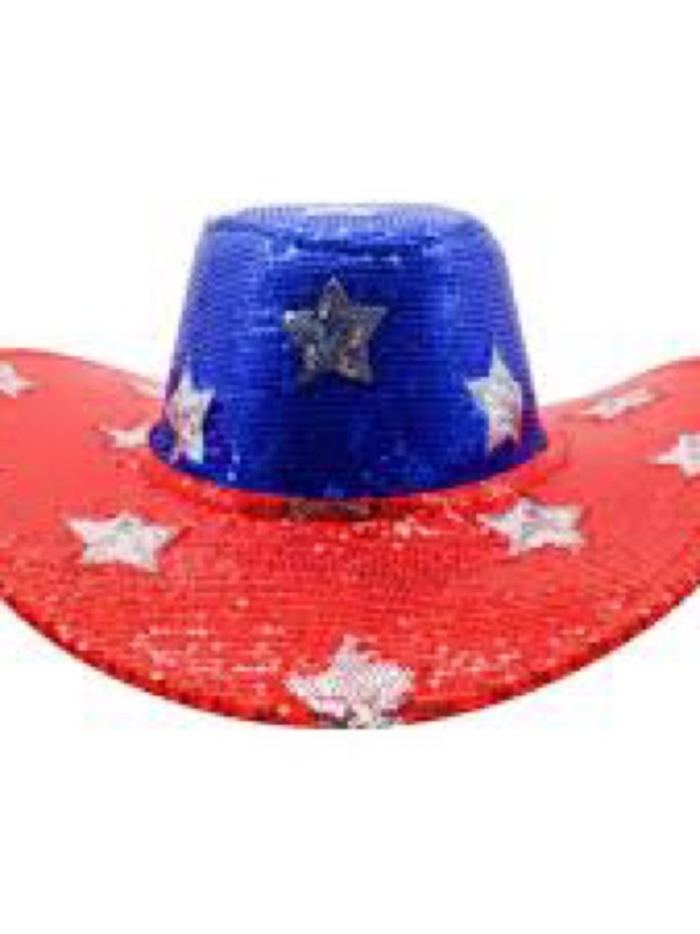 Patriotic Red and Blue Sequin Cowboy Hat - Party Accessory
